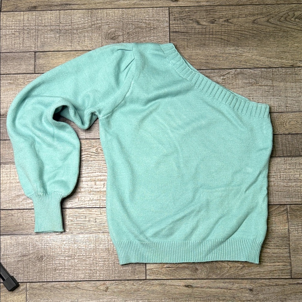 Eesome Light Green Off-the-Shoulder Sweater